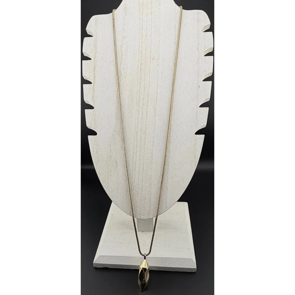 Banana Republic‎ Pendant Necklace 32in Gold Tone Geometric Snake Chain Long READ